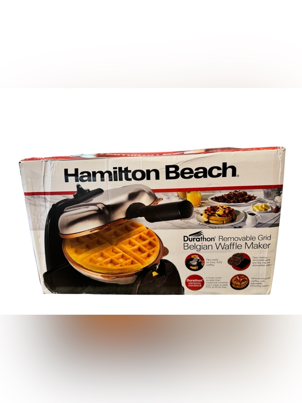 Hamilton Beach Durathon removable grid Belgian Waffle Maker